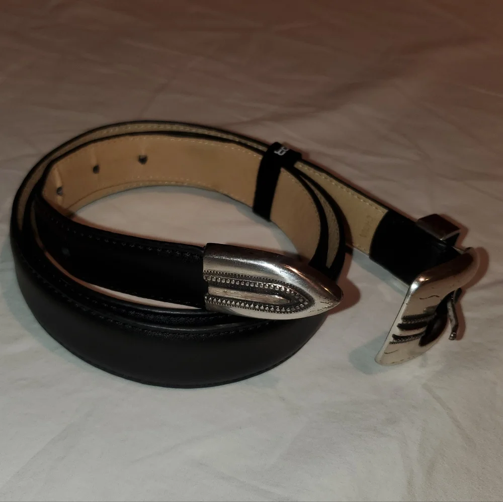 Silpada black leather belt silver